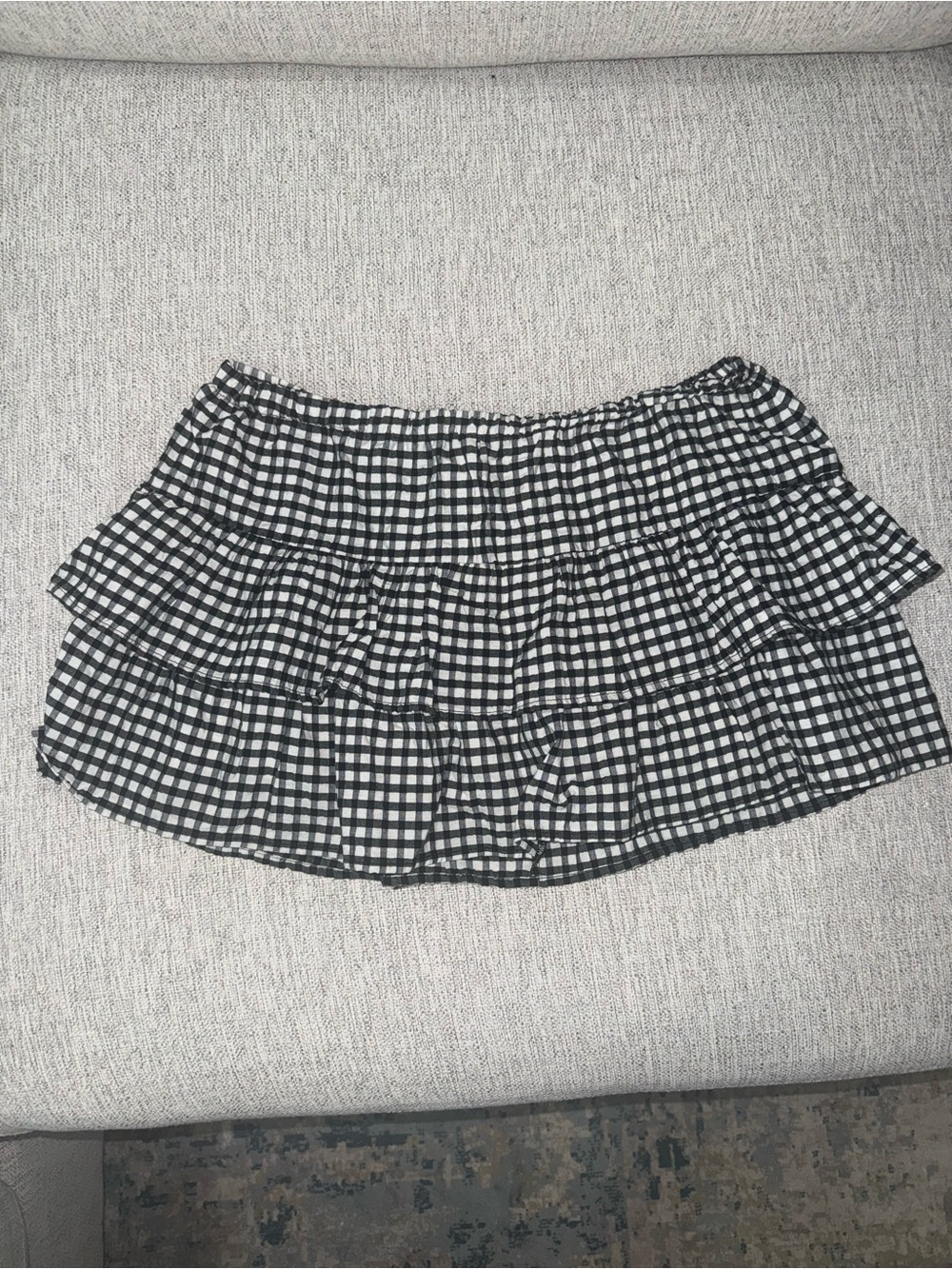 wild fable Black and White Gingham Tiered Mini Skirt